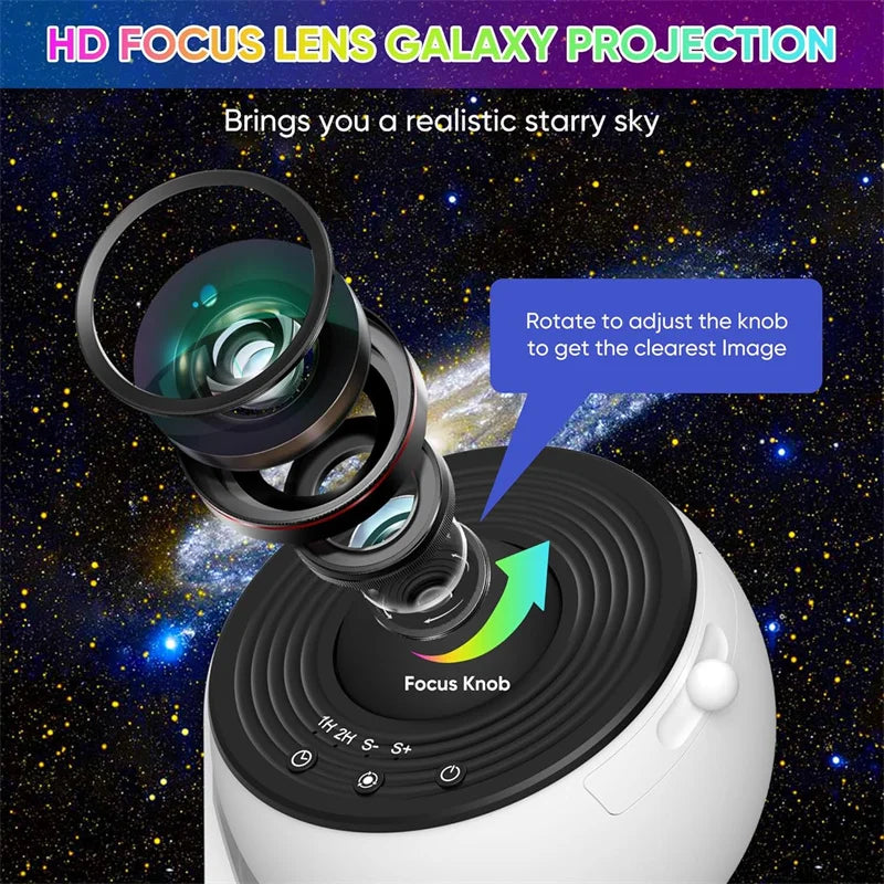 Enchanting LED Galaxy Projector Night Light - 360° Rotating Planetarium Lamp for Magical Room Decor
